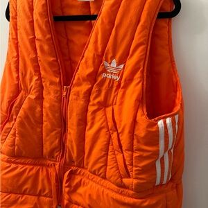 Adidas Orange Quilted Puffer Vest - Men's